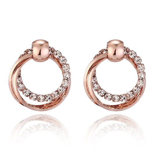 Double Round Rhinestone Earrings - IBADDIE