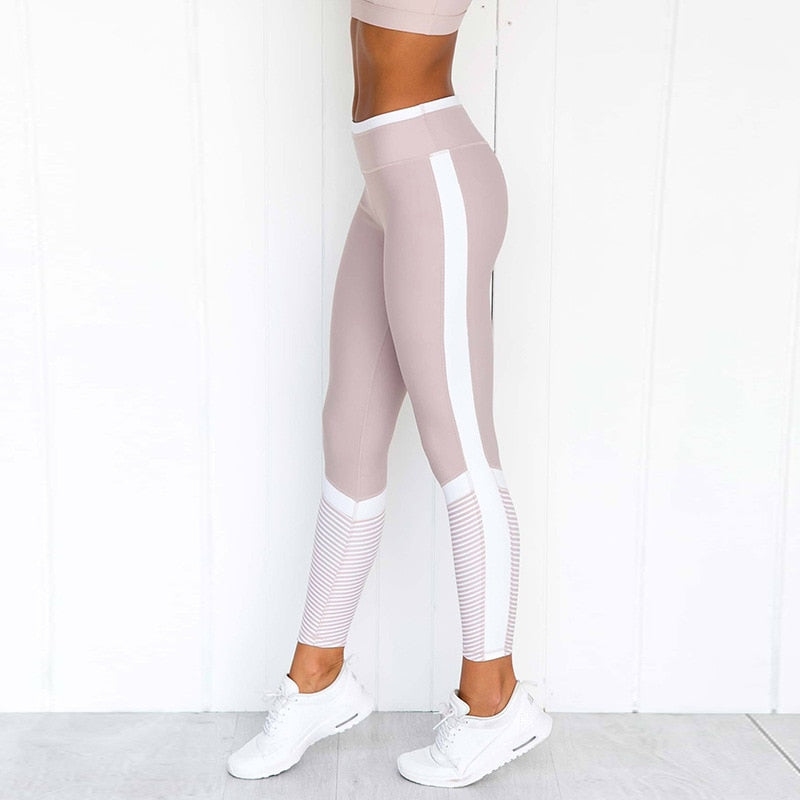 Lilac Stripe Workout Leggings - IBADDIE