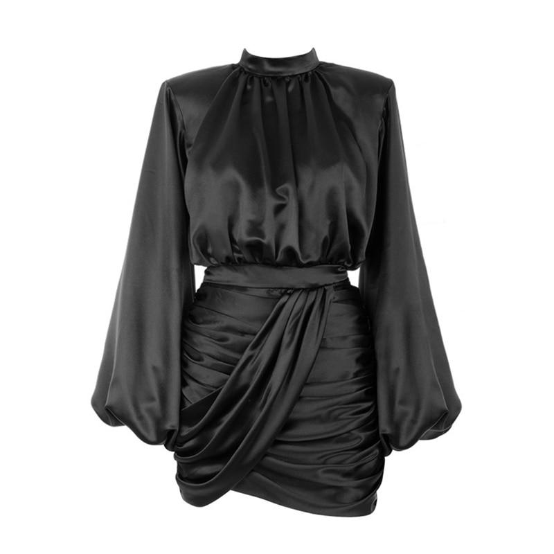 Black Ruched Kimono Sleeve Dress - IBADDIE