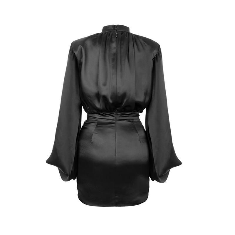 Black Ruched Kimono Sleeve Dress - IBADDIE