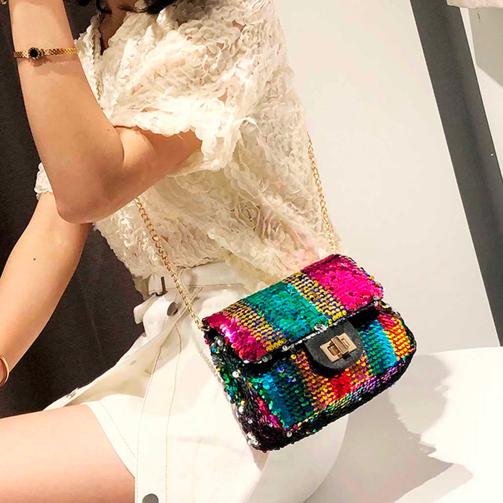 Rainbow Sequins Crossbody Bag - IBADDIE