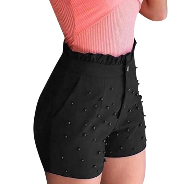 High Waist Polka Dot Shorts Black - IBADDIE