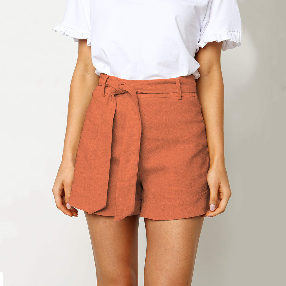 High Waist Linen Shorts - IBADDIE