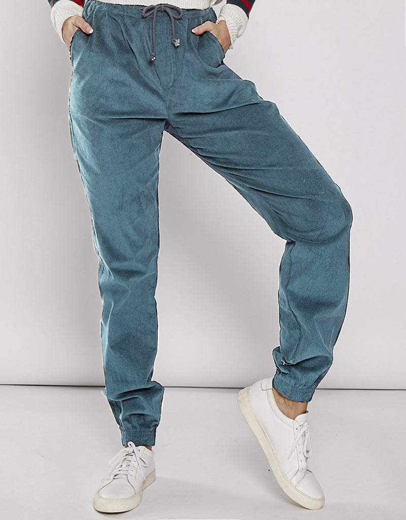 Drawstring Corduroy Joggers - IBADDIE