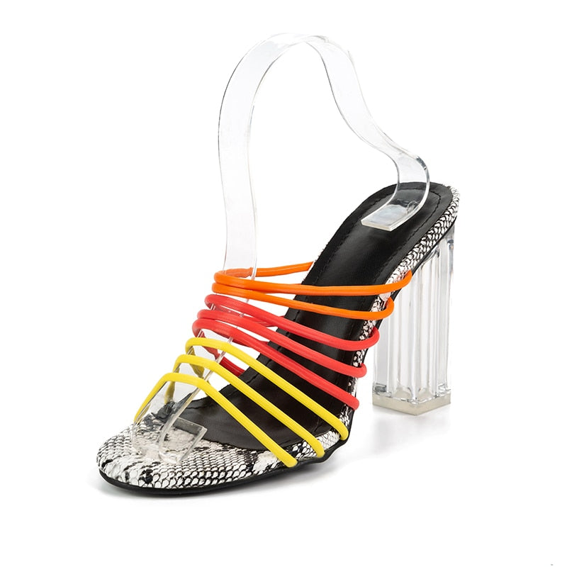 Snakeprint Neon Strap Heels - IBADDIE