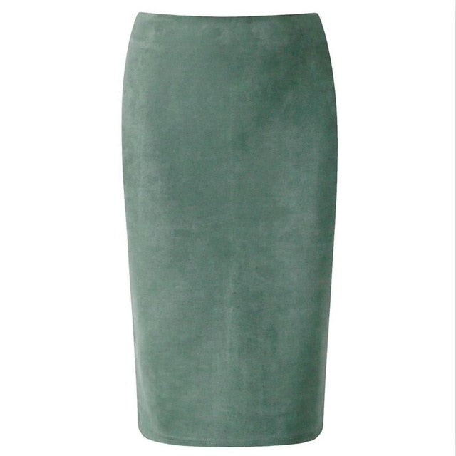 High Waist Suede Pencil SKirt - IBADDIE