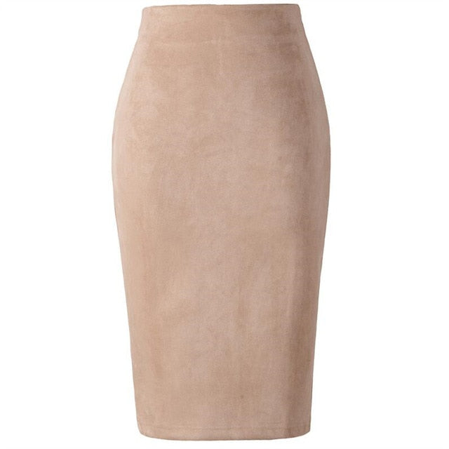 High Waist Suede Pencil SKirt - IBADDIE