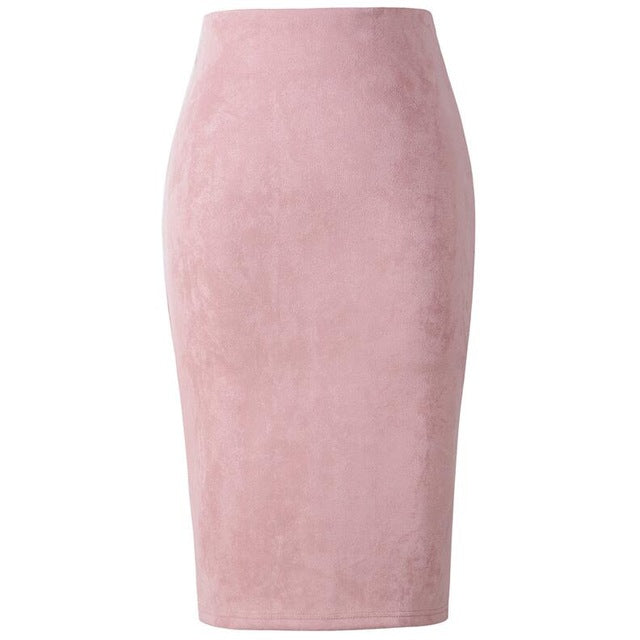 High Waist Suede Pencil SKirt - IBADDIE