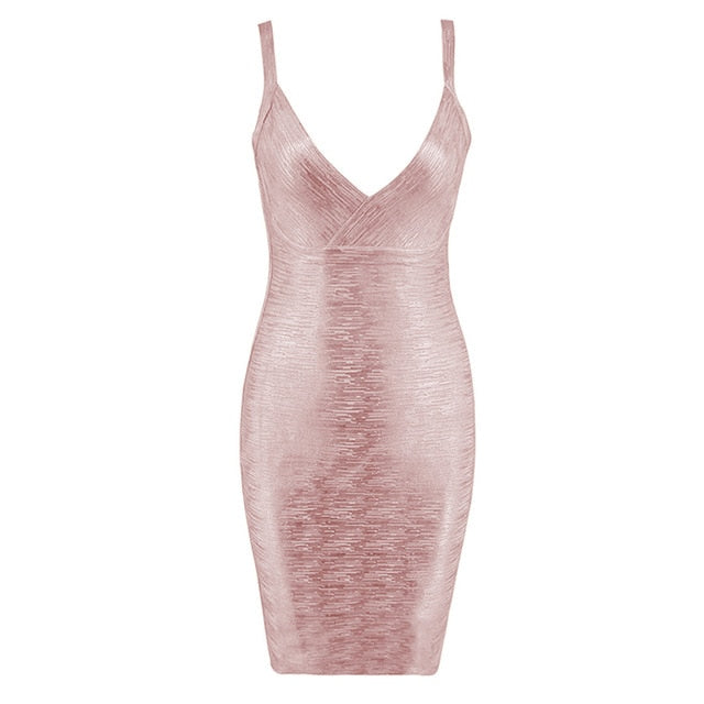 Deep V-Neck Bodycon Bandage Dress