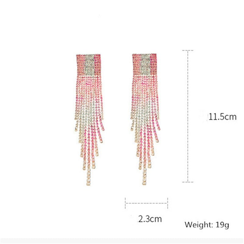 Pink Rhinestone Drop Earrings