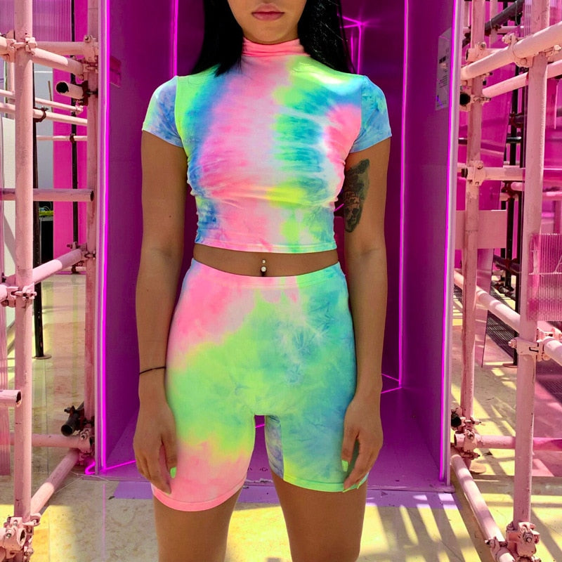 Tie Dye Print Shorts Set