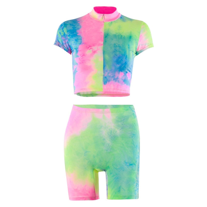 Tie Dye Print Shorts Set