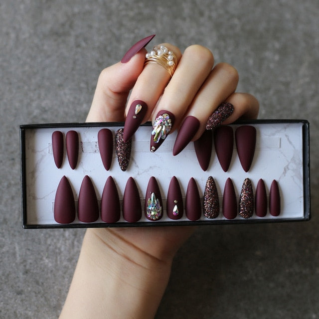 Stiletto Shimmer Matte Nail Set