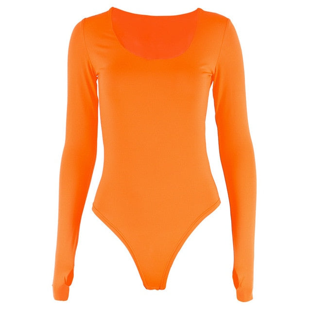 Orange Scoop Neck Bodysuit