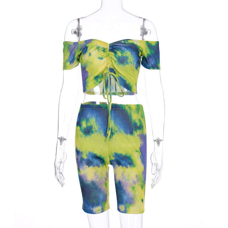 Tie Dye Bodycon Biker Shorts Set