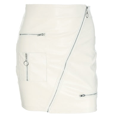 Side Zip PU Leather Mini Skirt