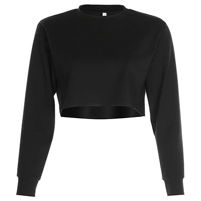 Solid Crop Sweatshirt