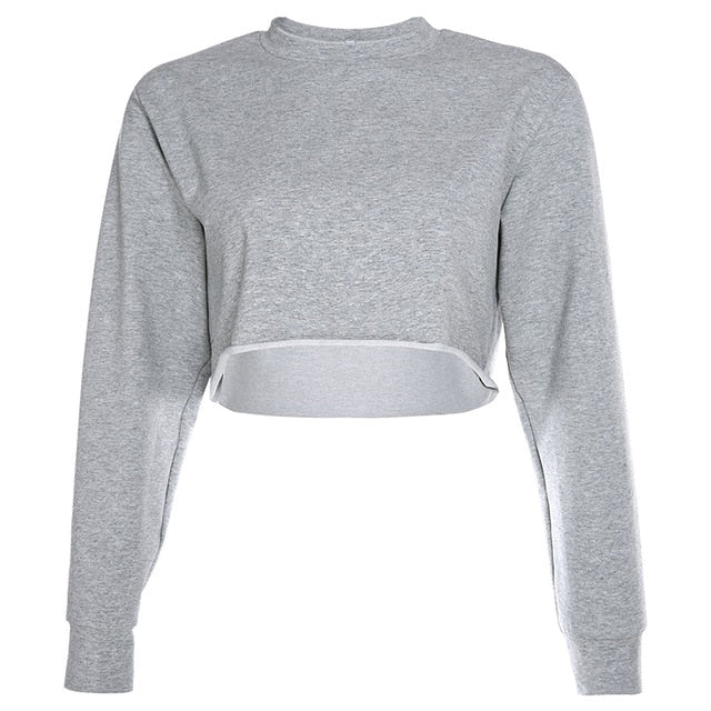 Solid Crop Sweatshirt