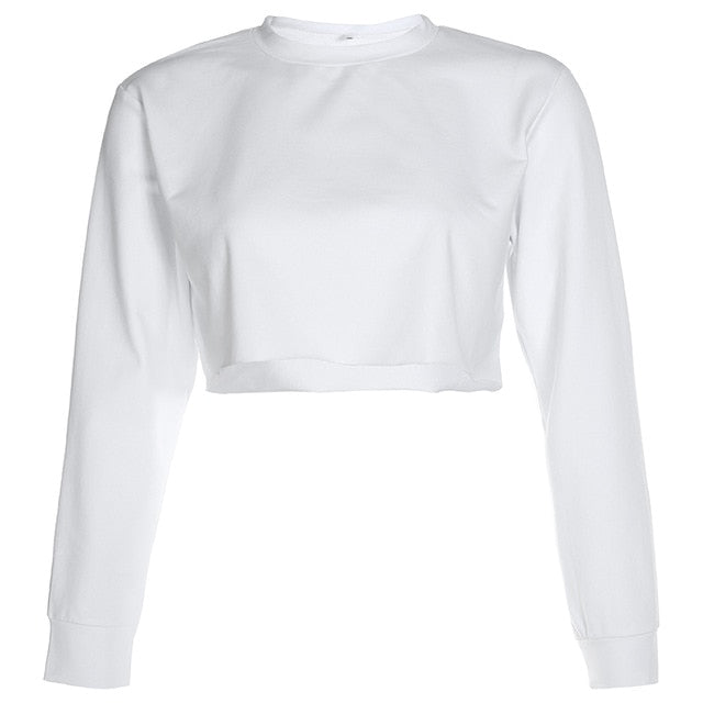 Solid Crop Sweatshirt