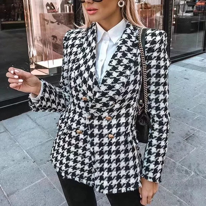 Checkered Tweed Blazer