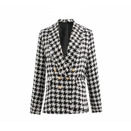 Checkered Tweed Blazer