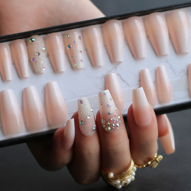 Two Tone Crystal Acrylic Nail Set