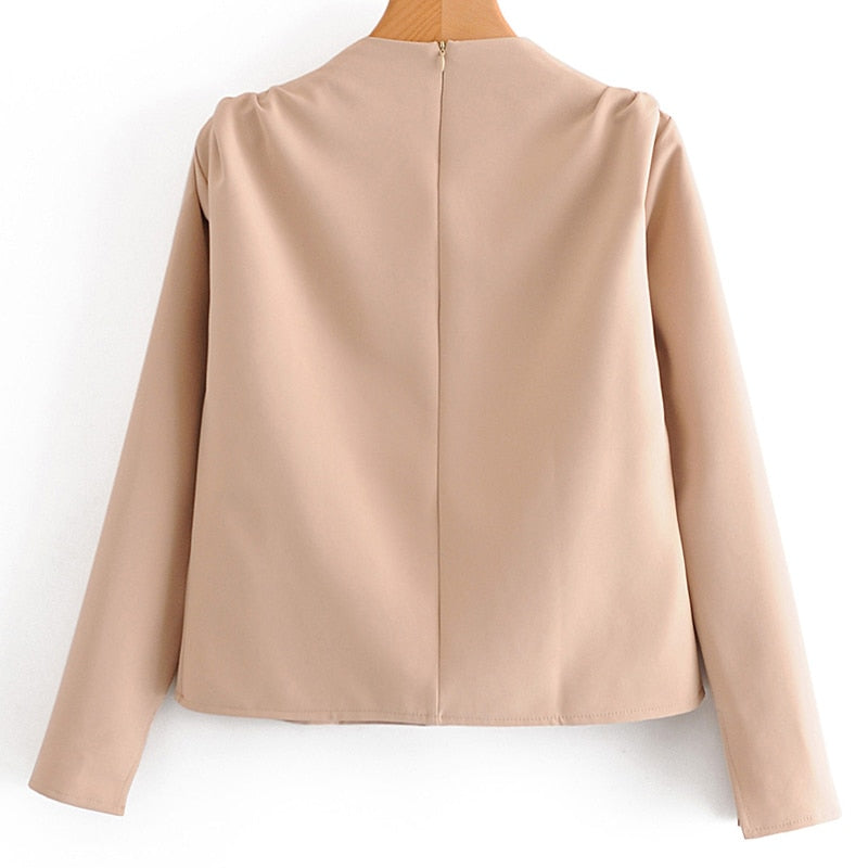 Satin Ruched Apricot Blouse