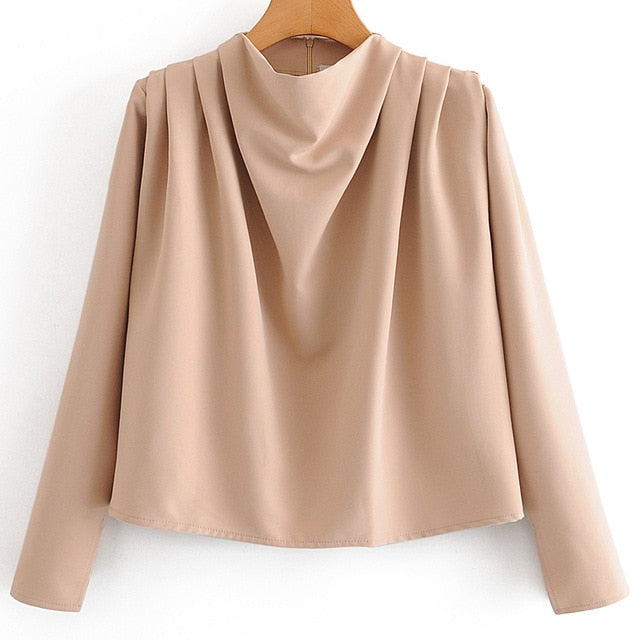 Satin Ruched Apricot Blouse