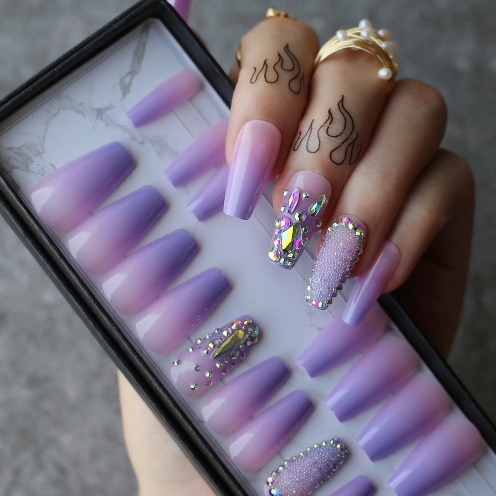 Ombre Coffin Acrylic Nails