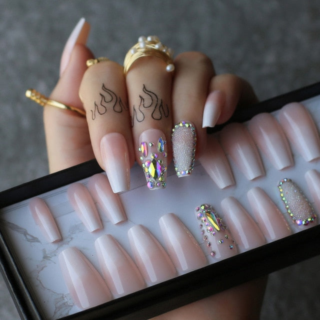 Ombre Coffin Acrylic Nails