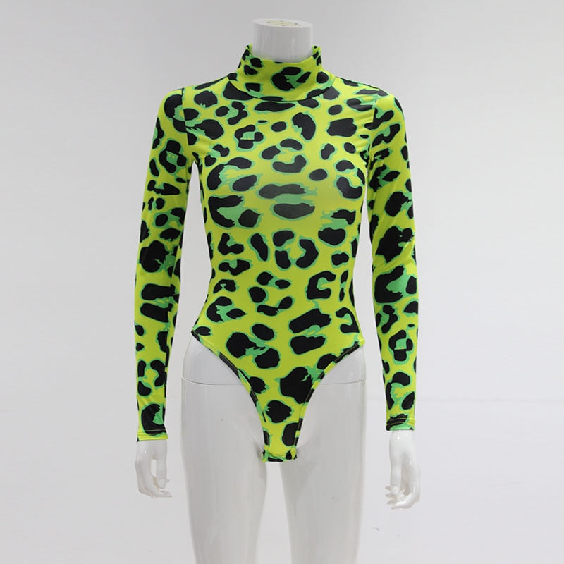 Neon Green Leopard Print Bodysuit