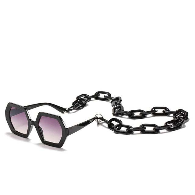 Septagon Style Sunglasses & Chain