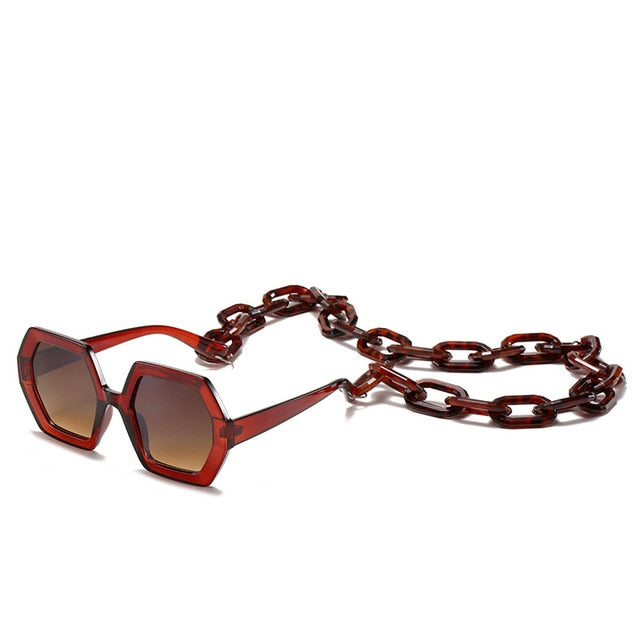 Septagon Style Sunglasses & Chain