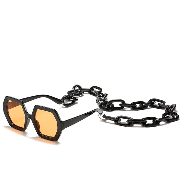 Septagon Style Sunglasses & Chain