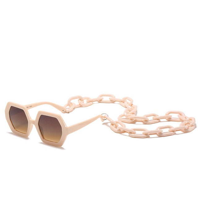 Septagon Style Sunglasses & Chain