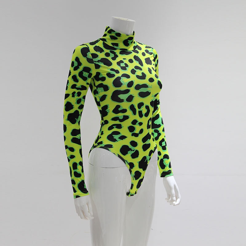 Neon Green Leopard Print Bodysuit