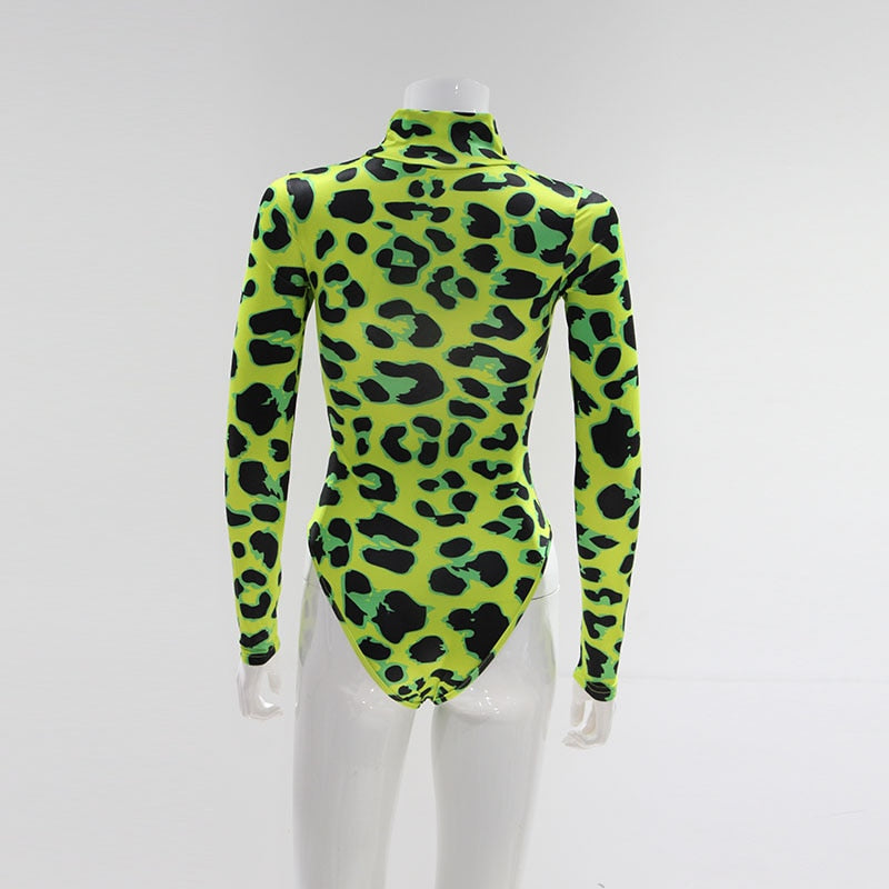 Neon Green Leopard Print Bodysuit