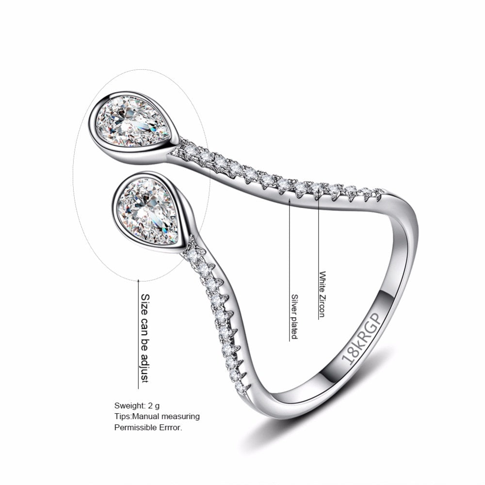 Adjustable Diamond Tear Drop Ring - IBADDIE