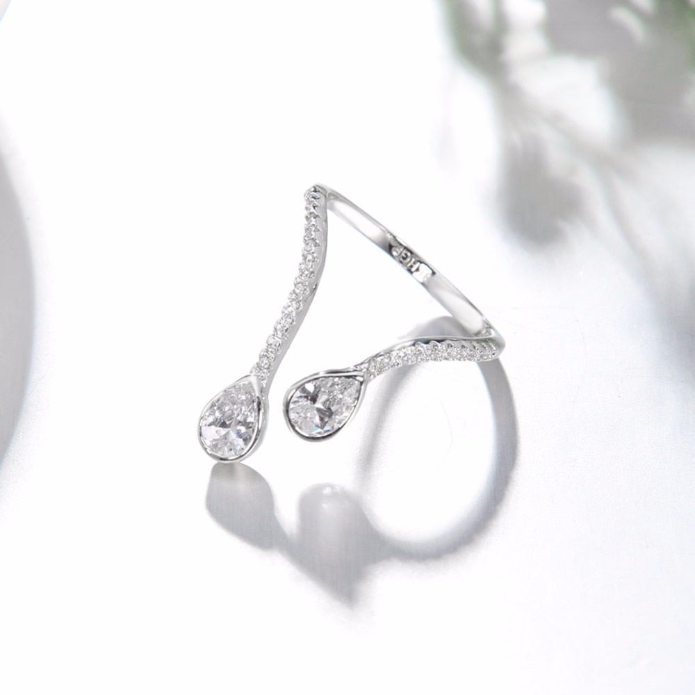 Adjustable Diamond Tear Drop Ring - IBADDIE