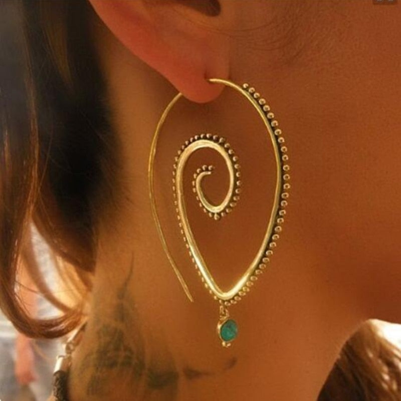 Bohemian Style Swirl Hoop Earring - IBADDIE