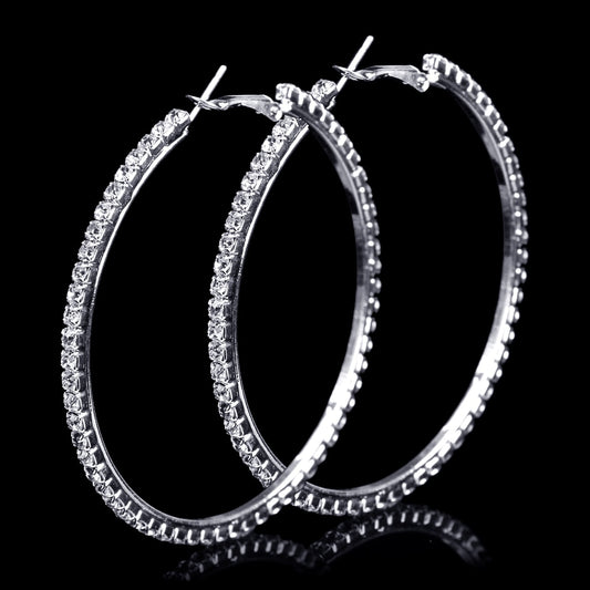 Silver Crystal Hoop Earrings - IBADDIE