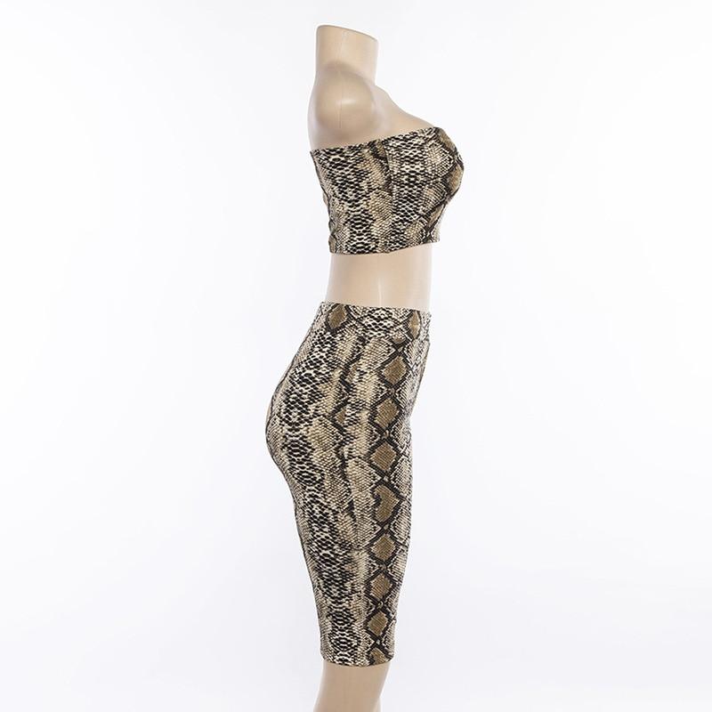 Snake Print Tube Top Shorts Set - IBADDIE