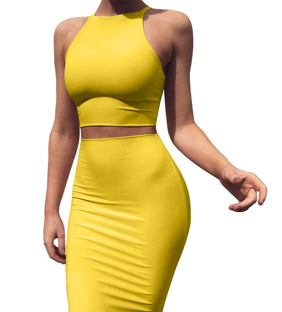 Bodycon Crop Tank Skirt Set - IBADDIE