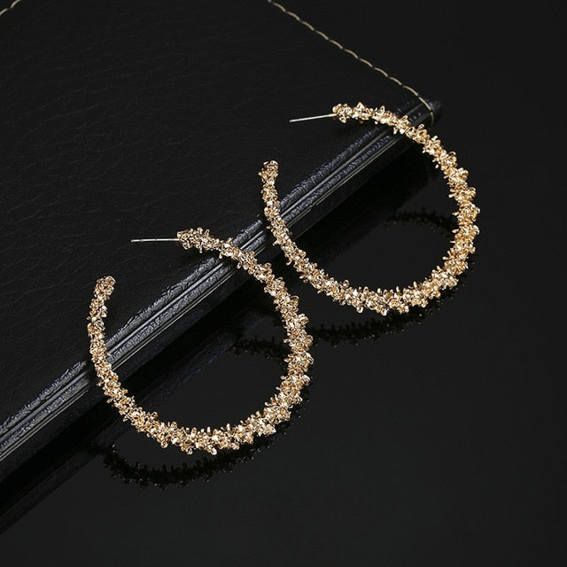 Textured Hoop Earrings - IBADDIE