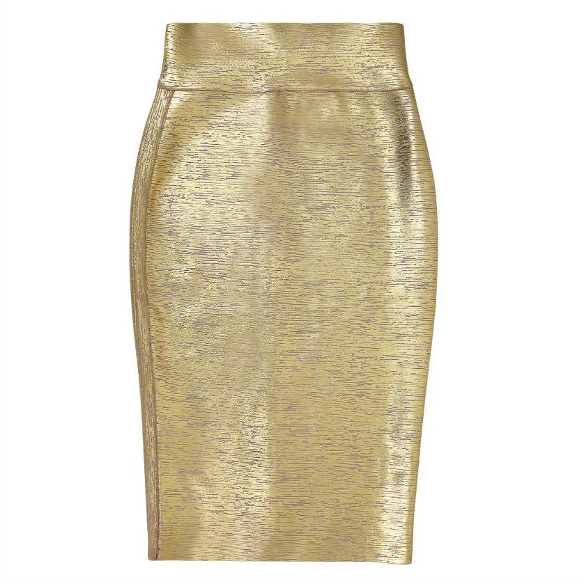 Gold Rayon Pencil Skirt - IBADDIE