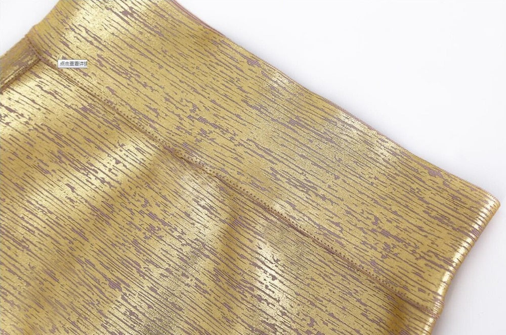 Gold Rayon Pencil Skirt - IBADDIE