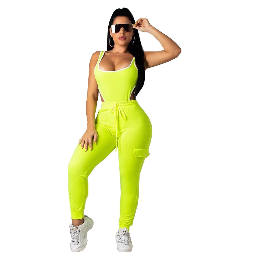 Neon Bodysuit + Jogger Set - IBADDIE