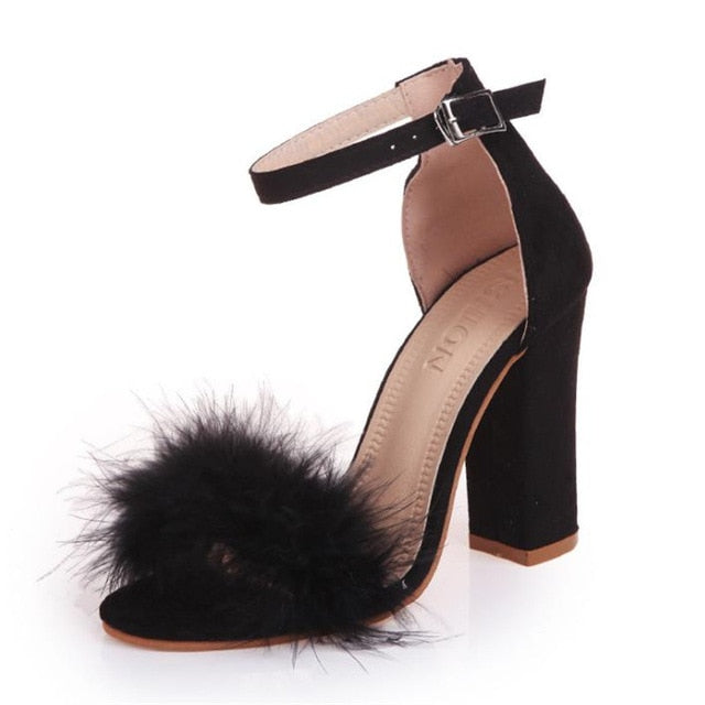 Open Toe Fuzzy Pumps - IBADDIE