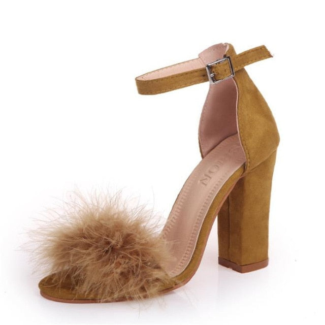 Open Toe Fuzzy Pumps - IBADDIE