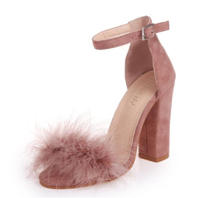 Open Toe Fuzzy Pumps - IBADDIE